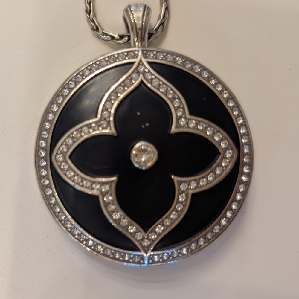 ✨ Brighton Silver & Black  Locket Necklace – Long Chain Statement Piece ✨